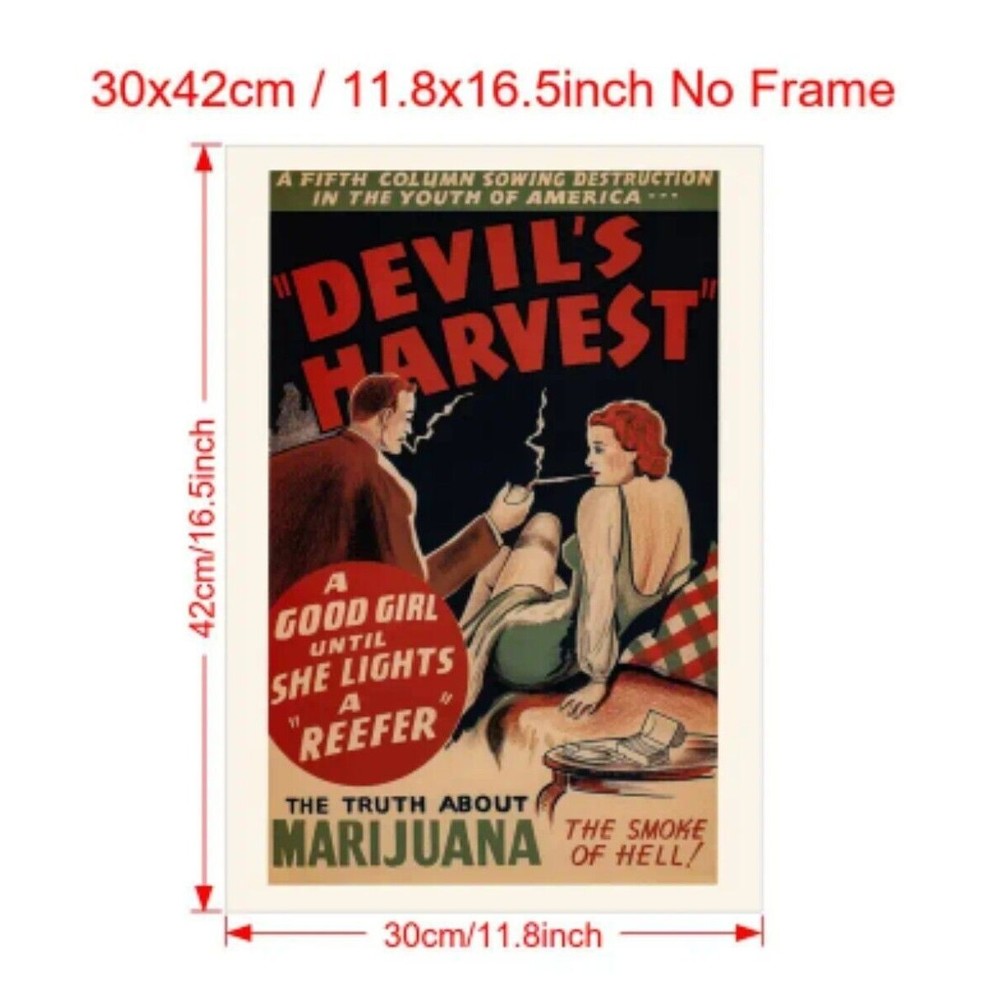 "DEVIL'S HARVEST" Retro Canvas GOOD GIRL | REEFER Poster 12×16 NEW | No Frame - Picture 3 of 3